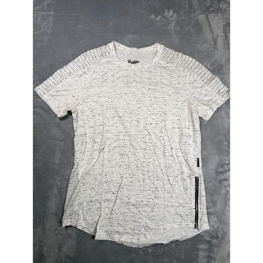 Brooklyn Cloth Mfg Co T Shirt Mens Medium White Black Speckled Short Sleeve